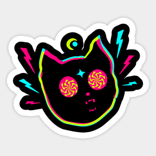 Catnip. Psychedelic cat. Sticker